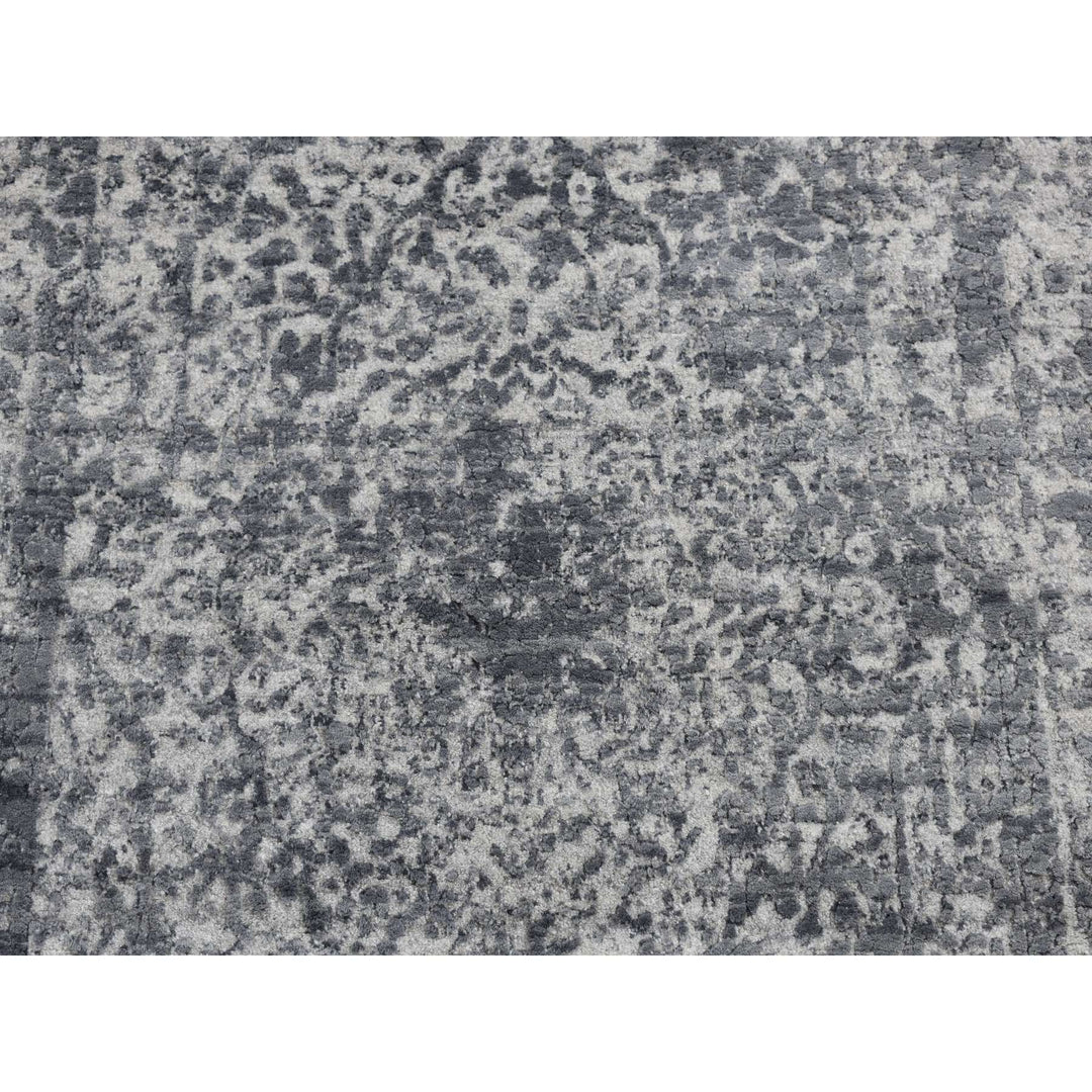 3'0" x 4'10" New Hand Knotted Grey Wool & Pure Silk Rectangle Oriental Rug - MOA10287605