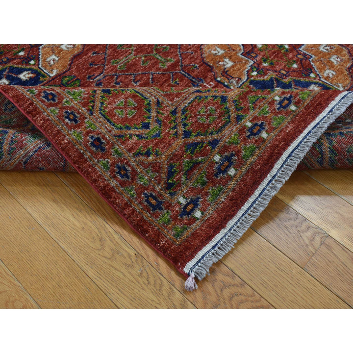 4'1" x 6'2" New Hand Knotted Red Wool Rectangle Oriental Rug - MOA10287613