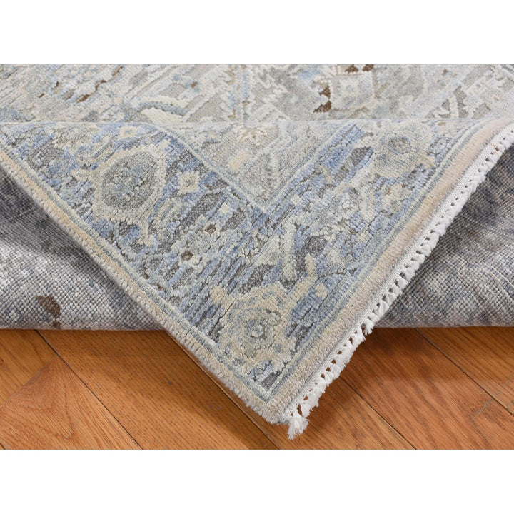 3'0" x 5'3" New Hand Knotted Blue Wool & Pure Silk Rectangle Oriental Rug - MOA10287615