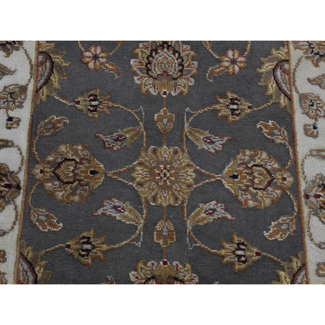 2'6" x 20'0" New Hand Knotted Grey Wool & Silk Runner Oriental Rug - MOA10287619