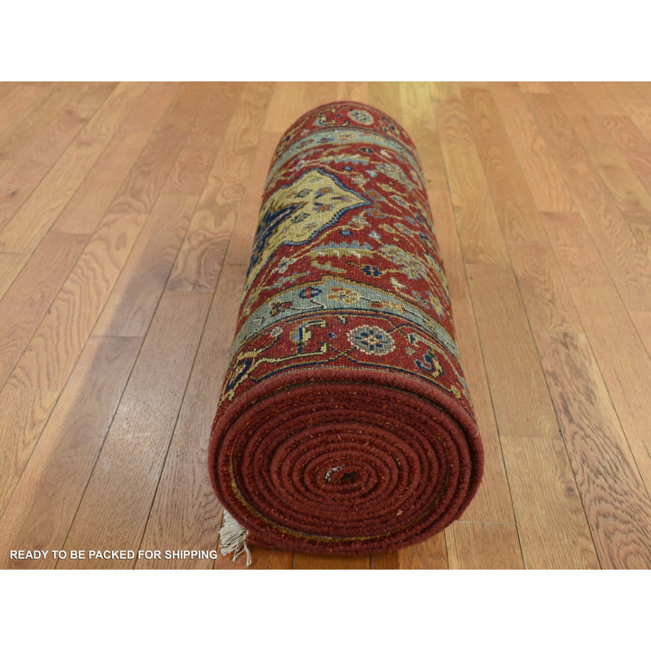 2'7" x 17'7" New Hand Knotted Red Wool Runner Oriental Rug - MOA10287623