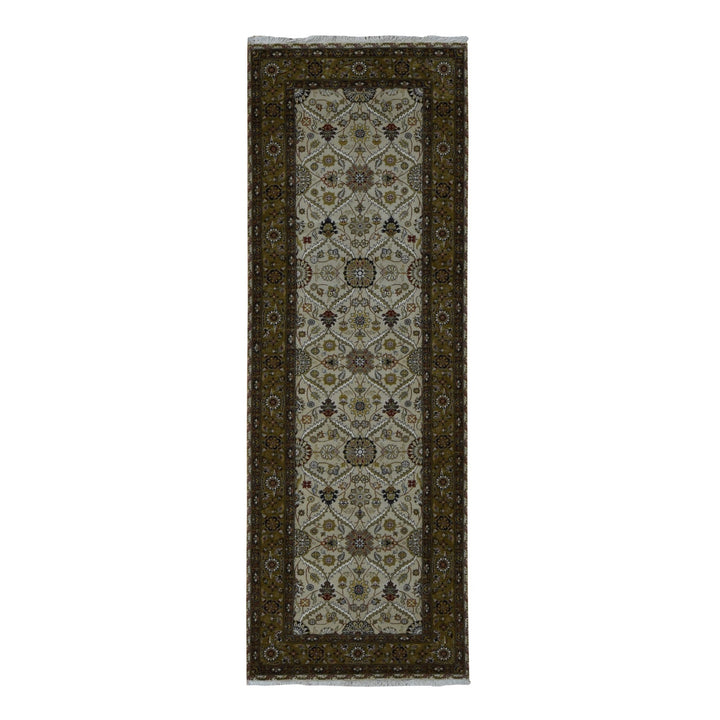 3'6" x 10'3" New Hand Knotted Brown Cotton Runner Oriental Rug - MOA10287624