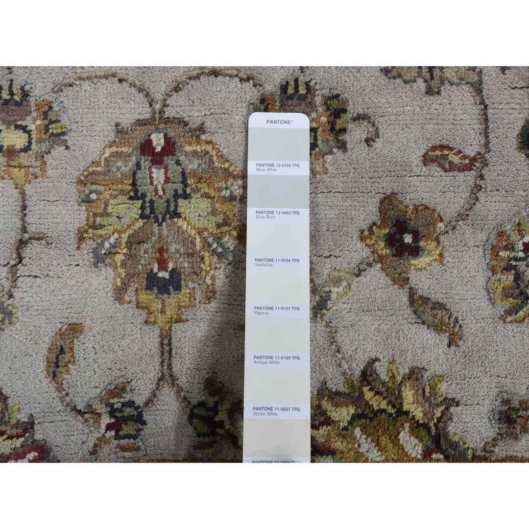 2'8" x 14'1" New Hand Knotted Ivory Wool & Silk Runner Oriental Rug - MOA10287628