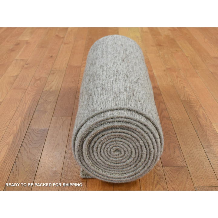 2'7" x 18'2" New Hand Loomed Grey Wool Runner Oriental Rug - MOA10287632