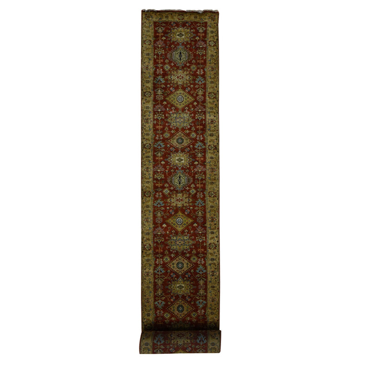 2'7" x 19'10" New Hand Knotted Red Wool Runner Oriental Rug - MOA10287637