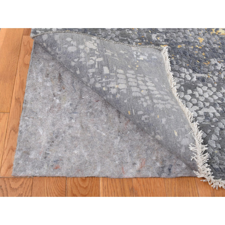 12'0" x 15'1" New Hand Knotted Grey Wool & Silk Rectangle Oriental Rug - MOA10287645