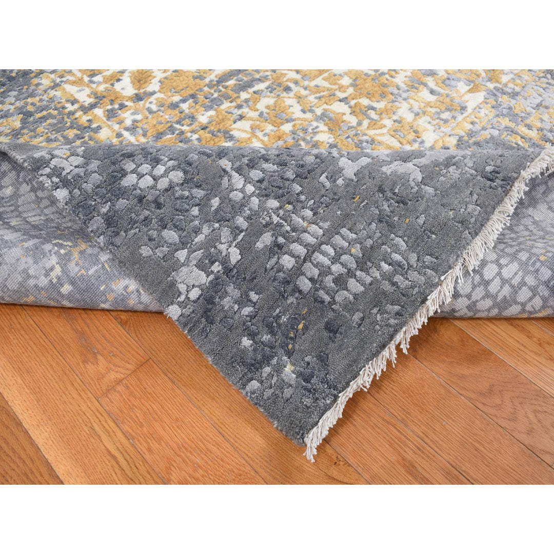 12'0" x 15'1" New Hand Knotted Grey Wool & Silk Rectangle Oriental Rug - MOA10287645