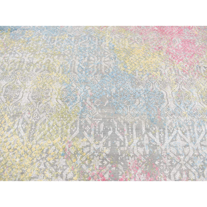 12'0" x 15'0" New Hand Knotted Grey Silk Rectangle Oriental Rug - MOA10287647