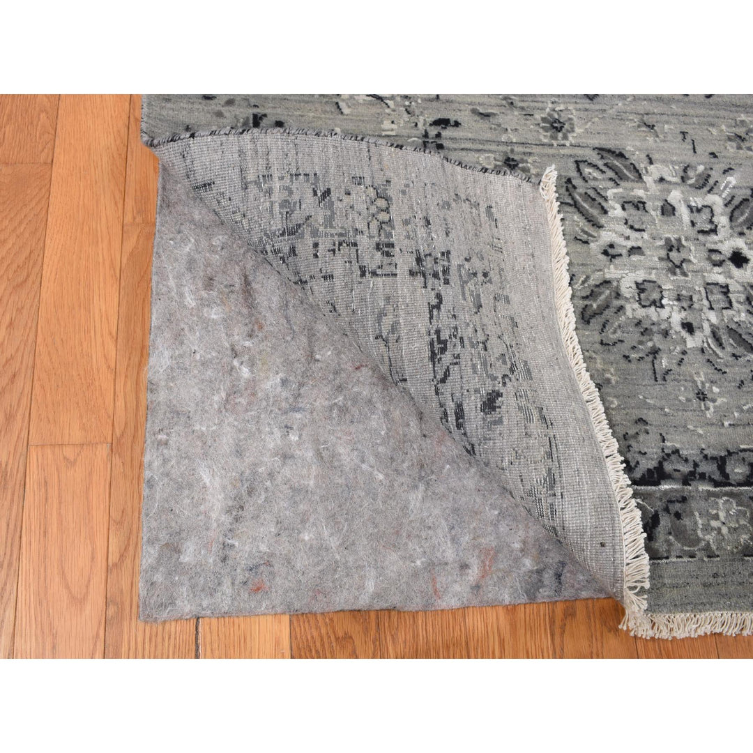 12'0" x 15'5" New Hand Knotted Grey Wool & Silk Rectangle Oriental Rug - MOA10287648