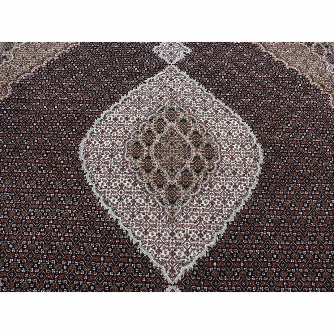 11'10" x 12'0" New Hand Knotted Black Cotton Square Oriental Rug - MOA10287651