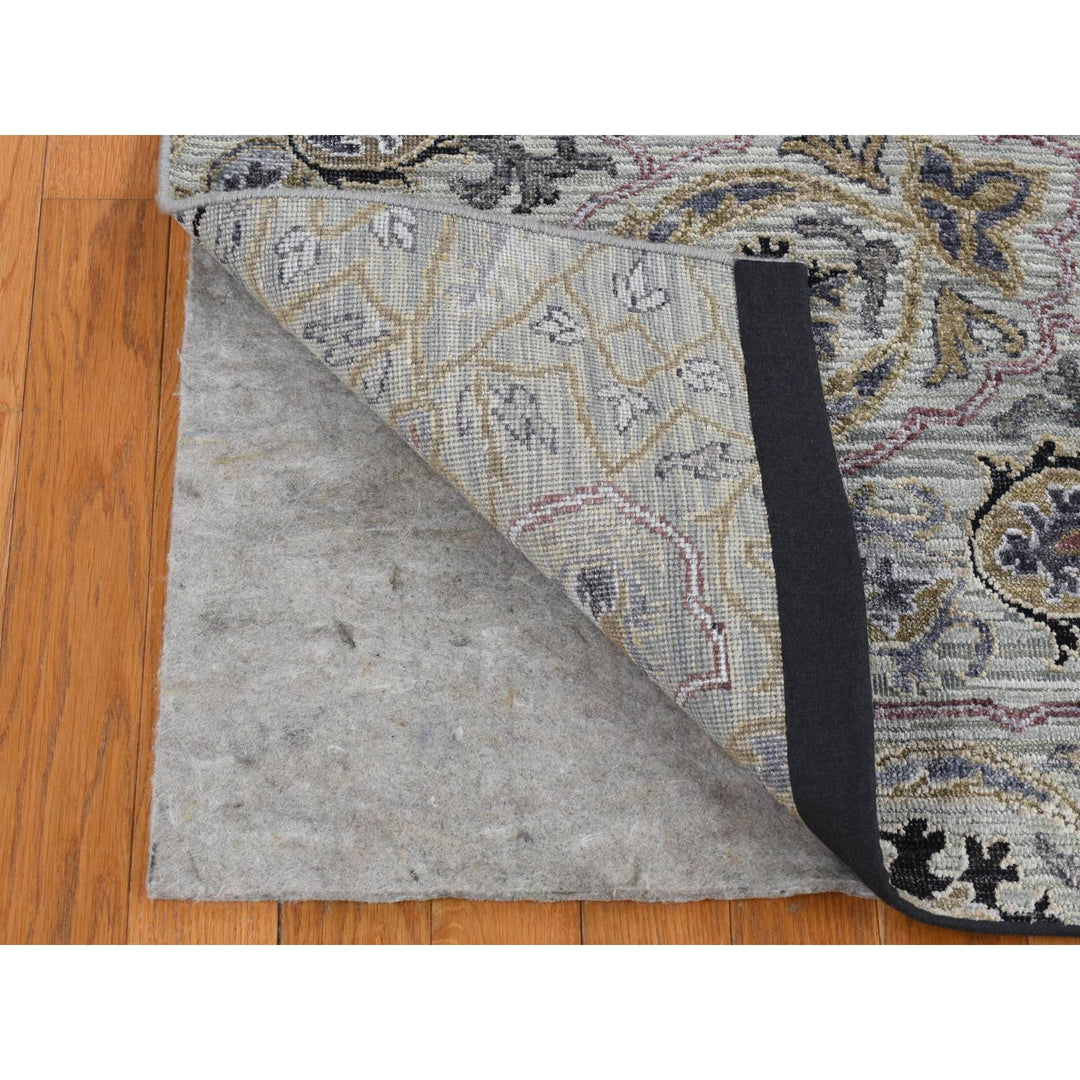 12'0" x 15'0" New Hand Knotted Grey Wool & Silk Rectangle Oriental Rug - MOA10287652