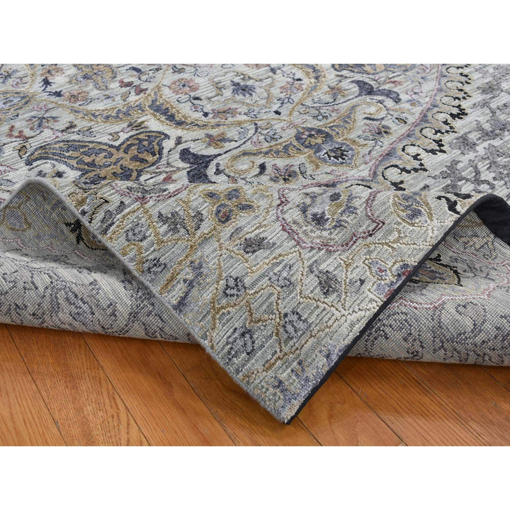 12'0" x 15'0" New Hand Knotted Grey Wool & Silk Rectangle Oriental Rug - MOA10287652