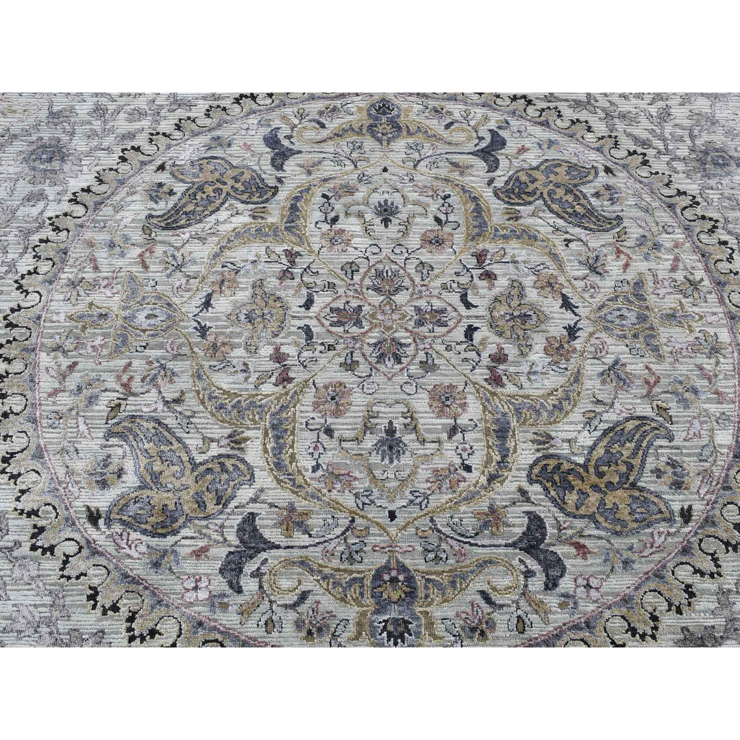 12'0" x 15'0" New Hand Knotted Grey Wool & Silk Rectangle Oriental Rug - MOA10287652