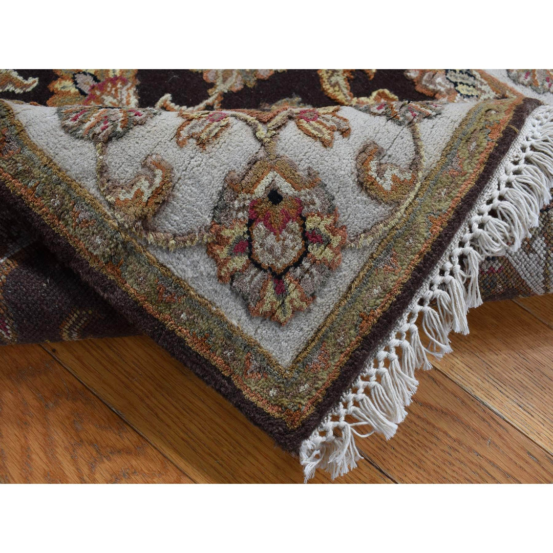 2'7" x 15'9" New Hand Knotted Brown Wool & Silk Runner Oriental Rug - MOA10287656