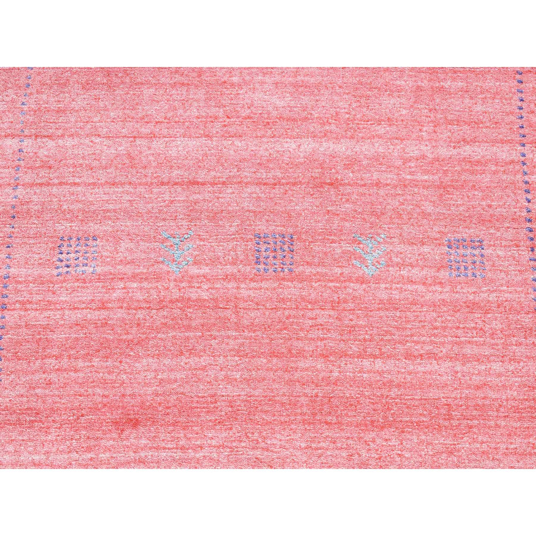 2'8" x 13'6" New Hand Knotted Pink Wool & Silk Runner Oriental Rug - MOA10287659