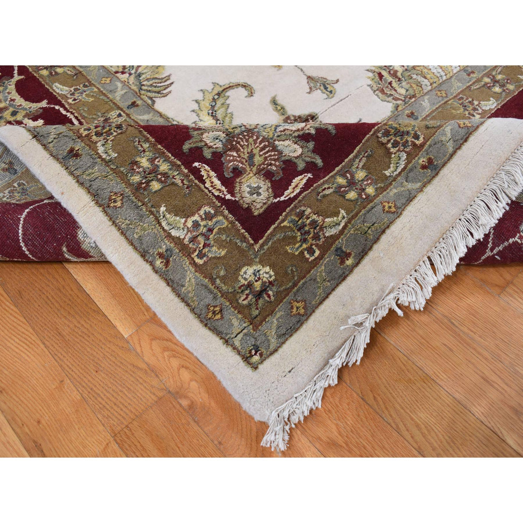 12'0" x 15'3" New Hand Knotted Ivory Wool & Silk Rectangle Oriental Rug - MOA10287665