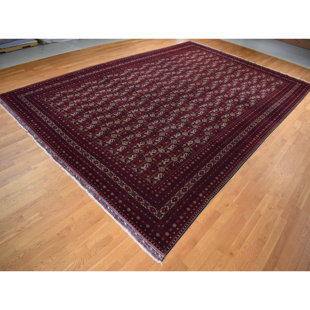 12'10" x 19'7" New Hand Knotted Red Wool Rectangle Oriental Rug - MOA10287671