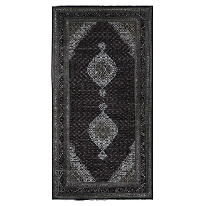 9'0" x 18'1" New Hand Knotted Black Cotton Rectangle Oriental Rug - MOA10287672