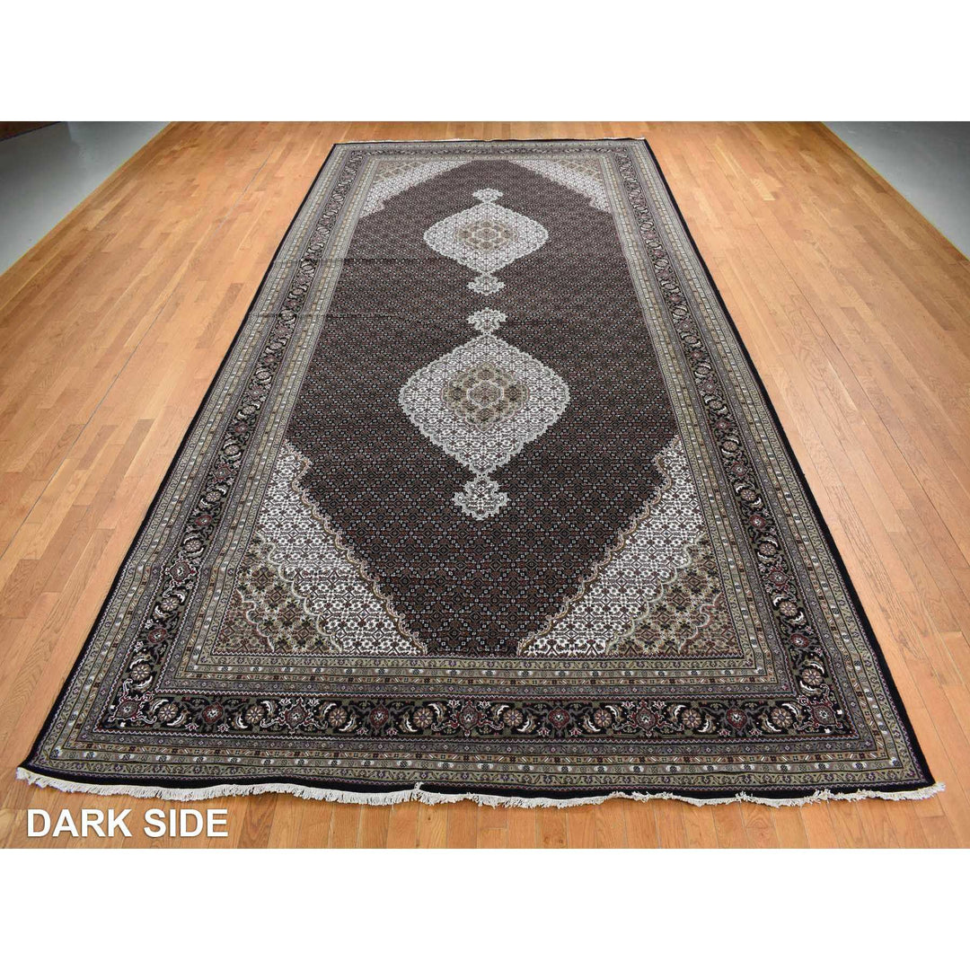 9'0" x 18'1" New Hand Knotted Black Cotton Rectangle Oriental Rug - MOA10287672