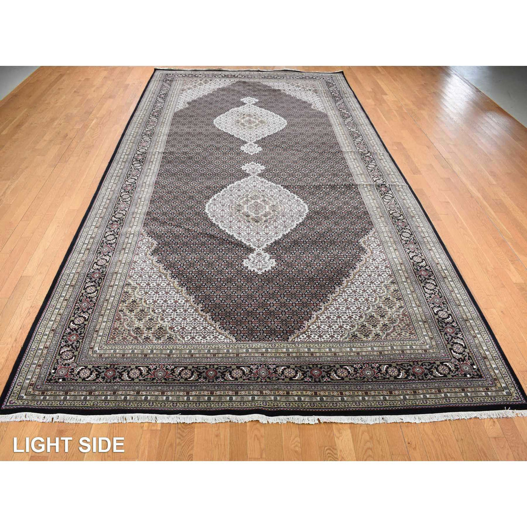 9'0" x 18'1" New Hand Knotted Black Cotton Rectangle Oriental Rug - MOA10287672