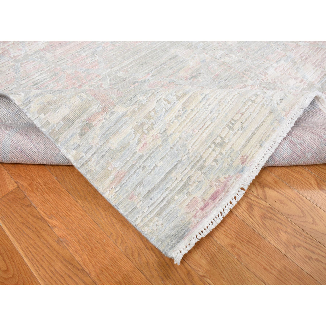 12'0" x 15'3" New Hand Knotted Ivory Wool & Silk Rectangle Oriental Rug - MOA10287674