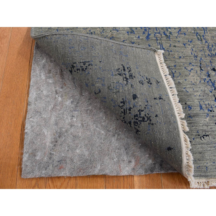 3'1" x 5'0" New Hand Knotted Grey Wool & Silk Rectangle Oriental Rug - MOA10287682