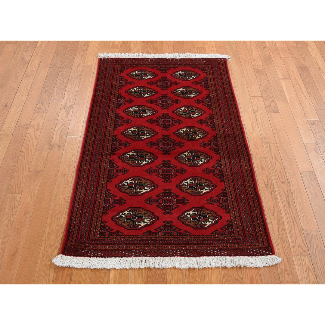 3'2" x 4'8" New Hand Knotted Red Wool Rectangle Oriental Rug - MOA10287683