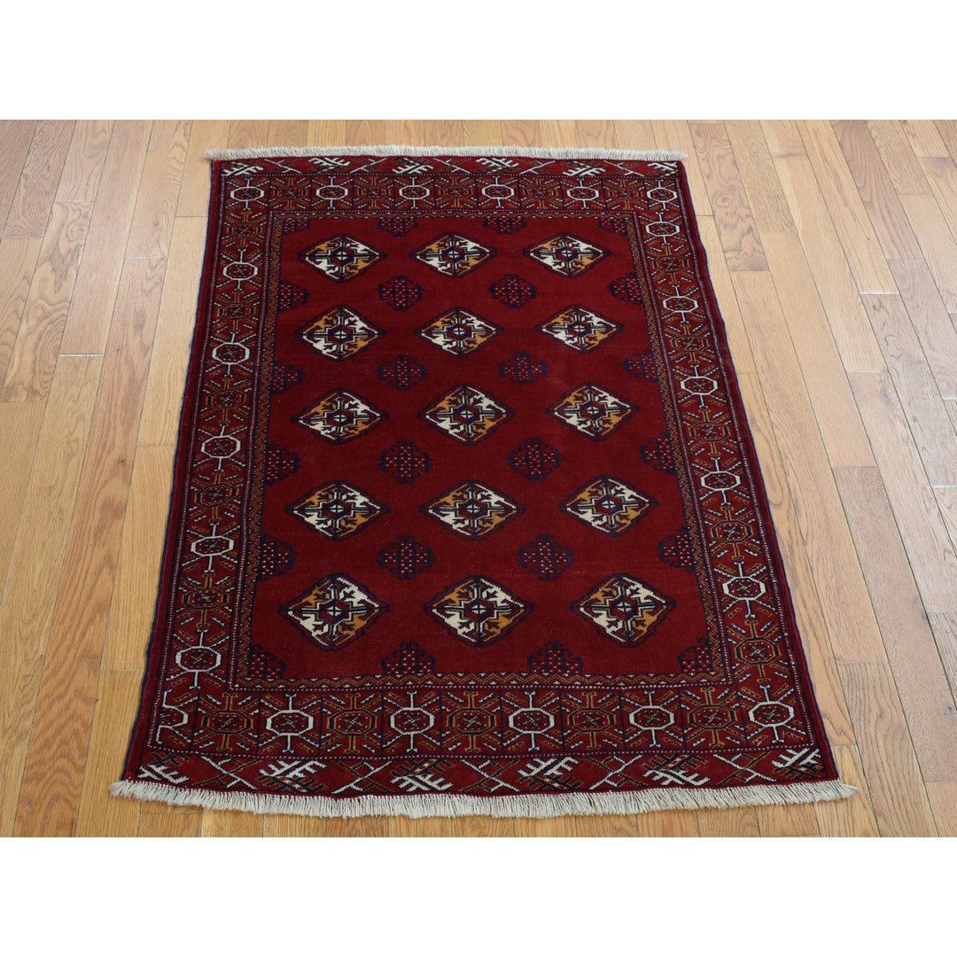 3'3" x 4'2" New Hand Knotted Red Wool Rectangle Oriental Rug - MOA10287684