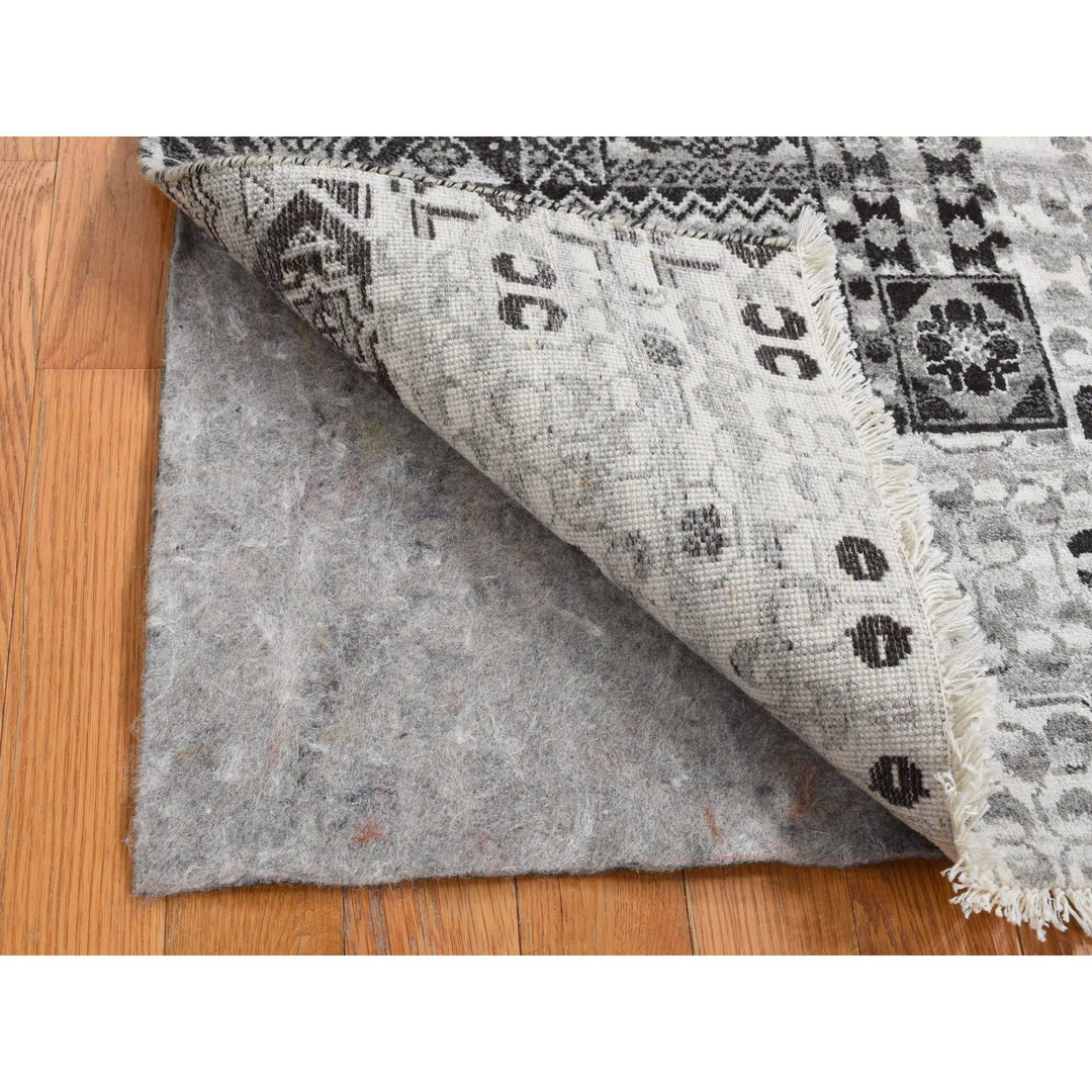 2'8" x 3'0" New Hand Knotted Grey Cotton Rectangle Oriental Rug - MOA10287686