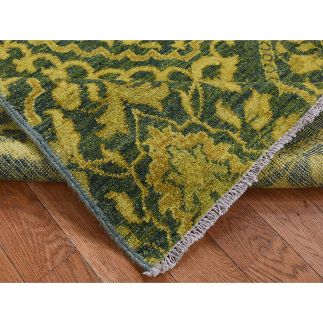 4'1" x 11'8" New Hand Knotted Green Wool Runner Oriental Rug - MOA10287693