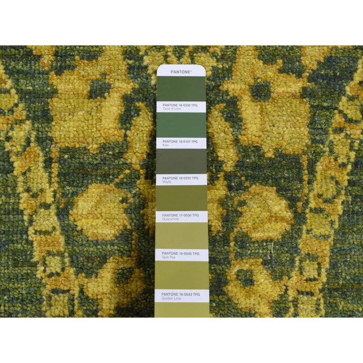 4'1" x 11'8" New Hand Knotted Green Wool Runner Oriental Rug - MOA10287693