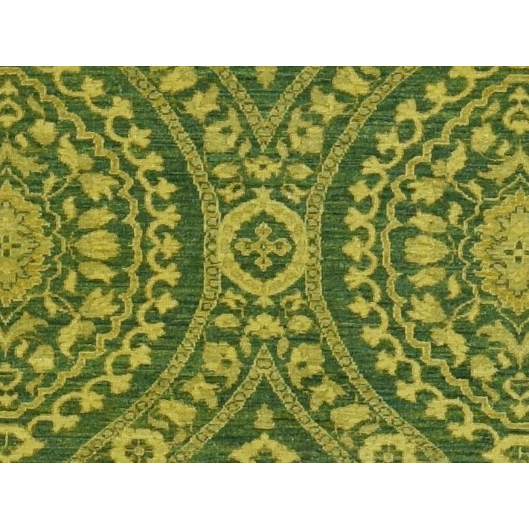 4'1" x 11'8" New Hand Knotted Green Wool Runner Oriental Rug - MOA10287693