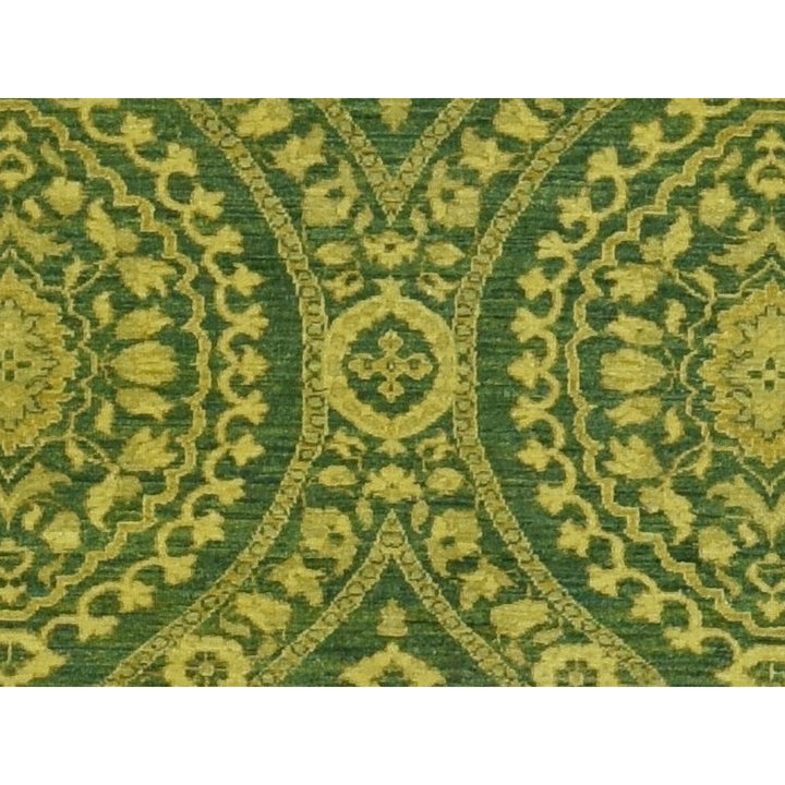 4'1" x 11'8" New Hand Knotted Green Wool Runner Oriental Rug - MOA10287693