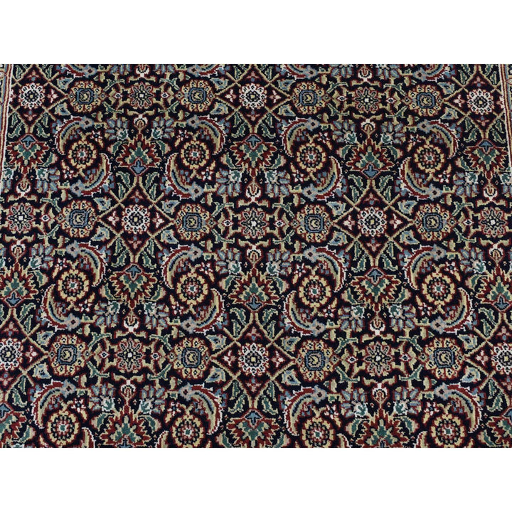 4'2" x 19'10" New Hand Knotted Black Cotton Runner Oriental Rug - MOA10287695