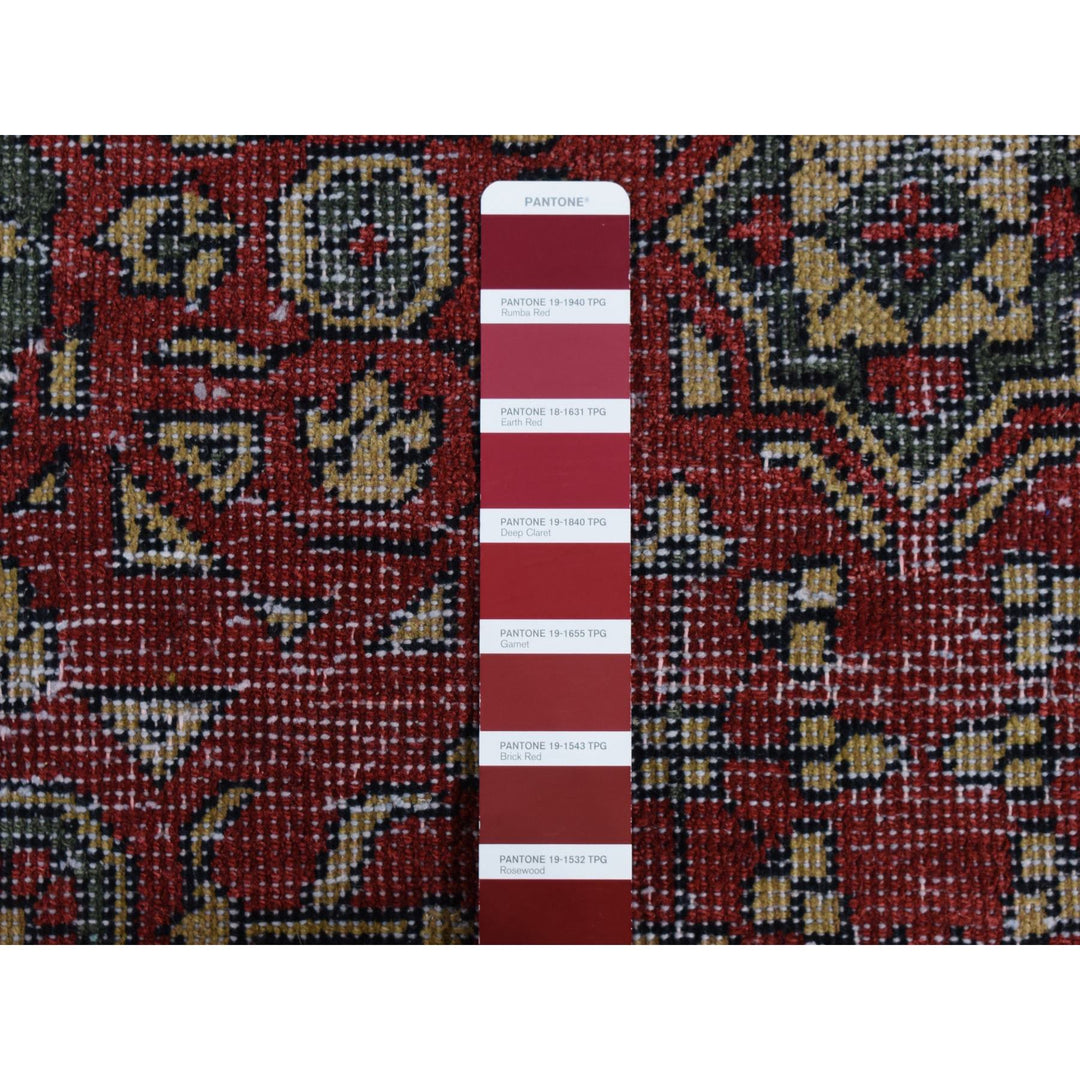 9'0" x 12'0" New Hand Knotted Red Worn Wool Rectangle Oriental Rug - MOA10287700