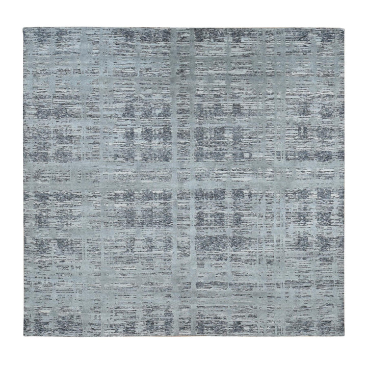 10'1" x 10'1" New Hand Knotted Grey Wool Square Oriental Rug - MOA10287705