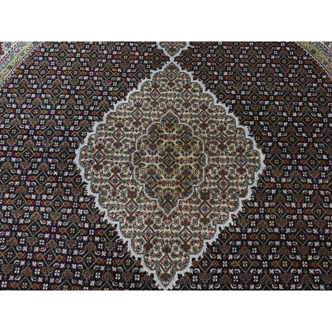 6'5" x 6'5" New Hand Knotted Black Cotton Round Oriental Rug - MOA10287711