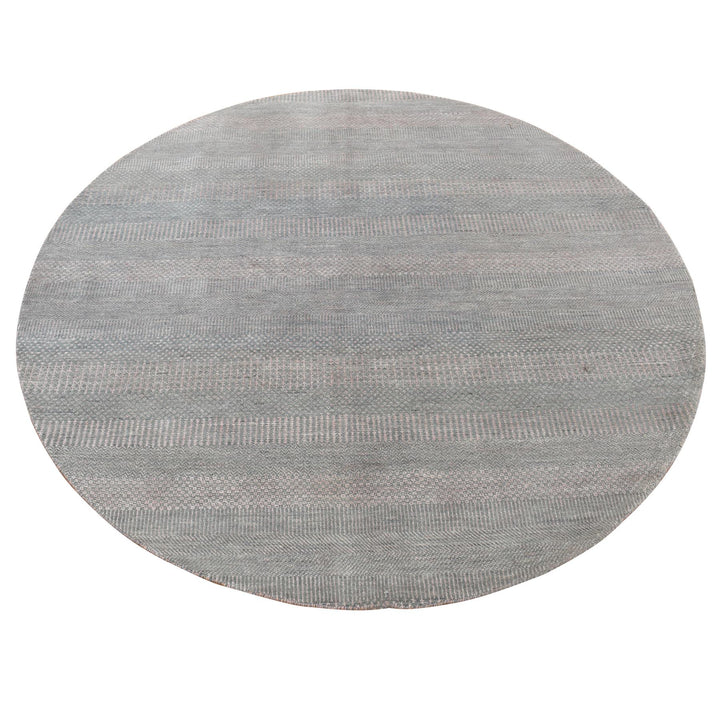 6'0" x 6'0" New Hand Knotted Grey Cotton Round Oriental Rug - MOA10287717