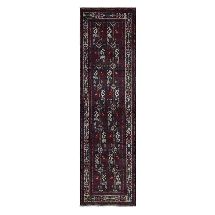 2'6" x 9'3" New Hand Knotted Red Wool Runner Oriental Rug - MOA10287726