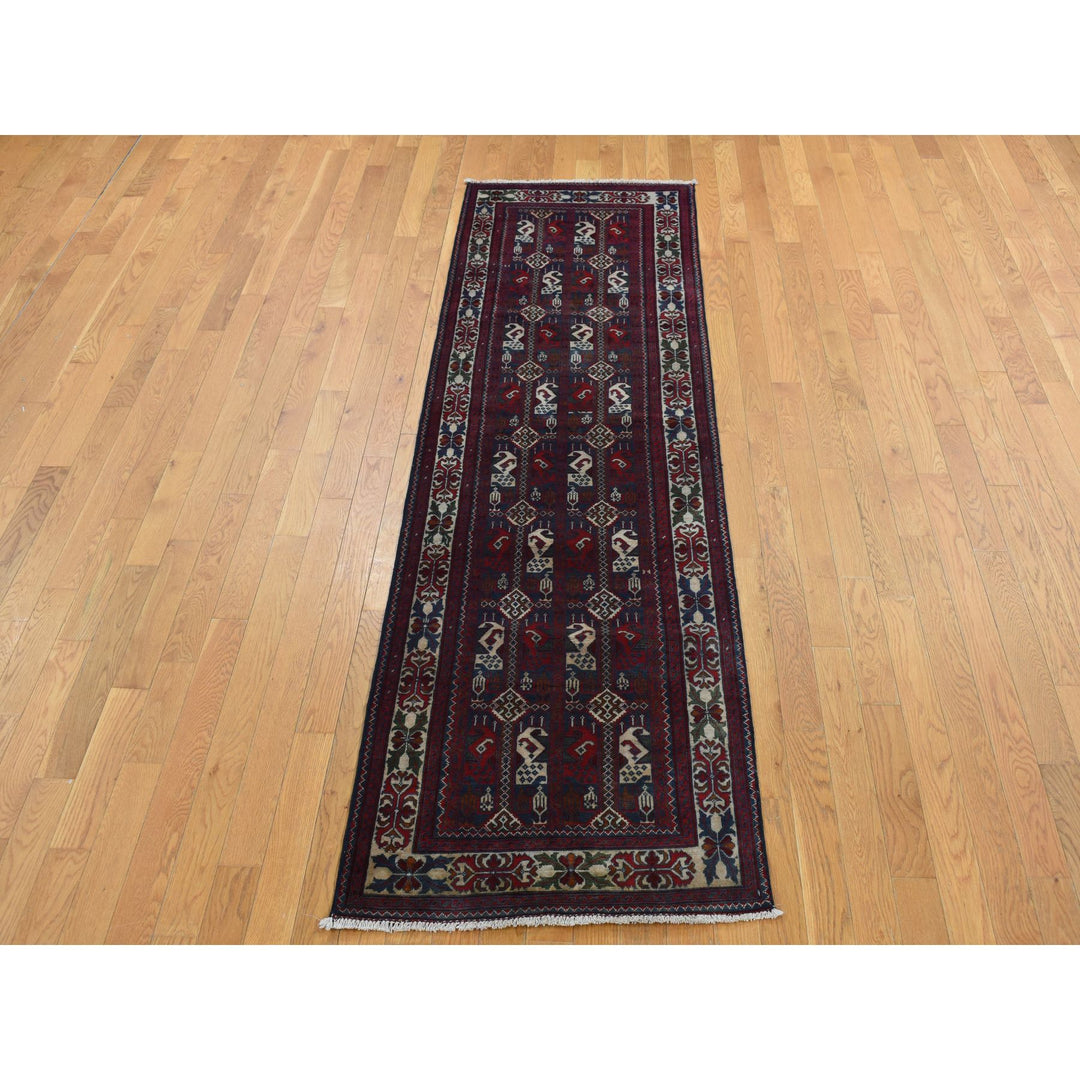 2'6" x 9'3" New Hand Knotted Red Wool Runner Oriental Rug - MOA10287726