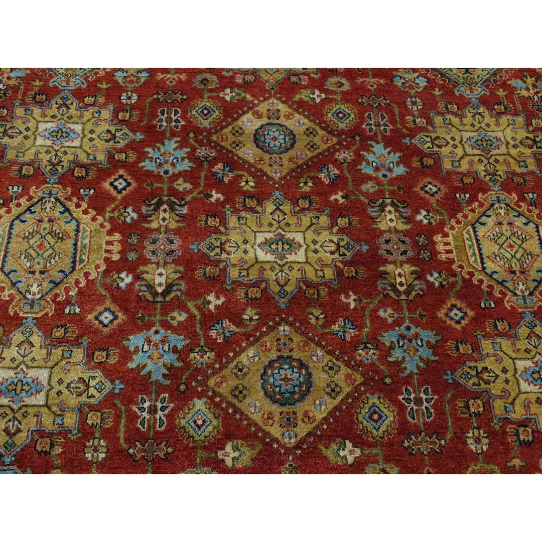 9'10" x 9'10" New Hand Knotted Red Wool Round Oriental Rug - MOA10287740