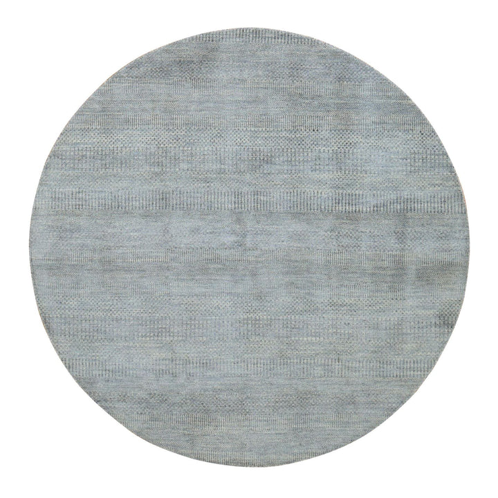 8'0" x 8'0" New Hand Knotted Grey Wool Round Oriental Rug - MOA10287746