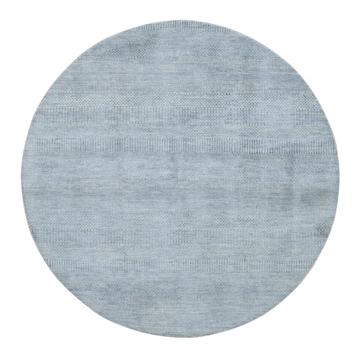 10'0" x 10'0" New Hand Knotted Grey Wool & Silk Round Oriental Rug - MOA10287754