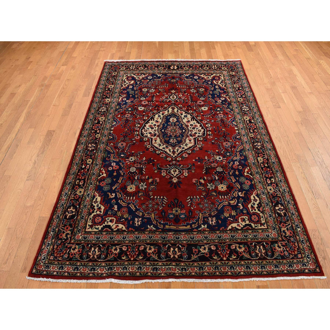 6'8" x 10'4" New Hand Knotted Red Wool Rectangle Oriental Rug - MOA10287756