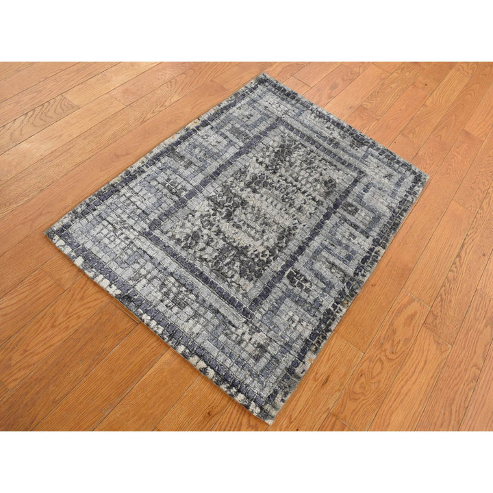 2'2" x 3'2" New Hand Knotted Grey Cotton Rectangle Oriental Rug - MOA10287785