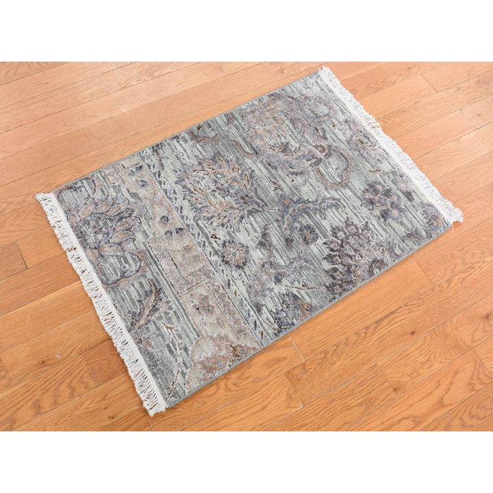 2'0" x 3'0" New Hand Knotted Grey Cotton Rectangle Oriental Rug - MOA10287790