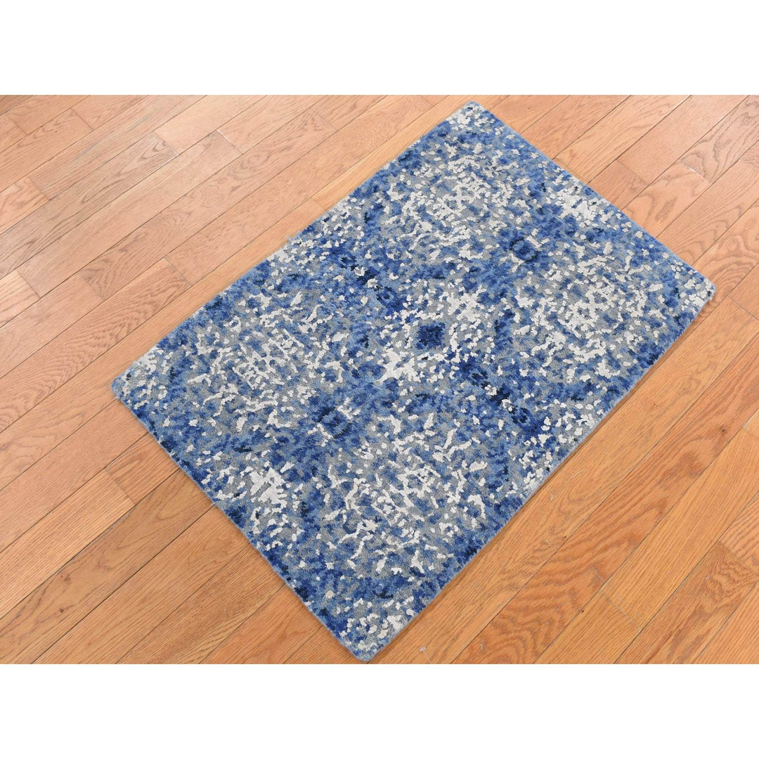 2'0" x 3'0" New Hand Knotted Blue Cotton Rectangle Oriental Rug - MOA10287815