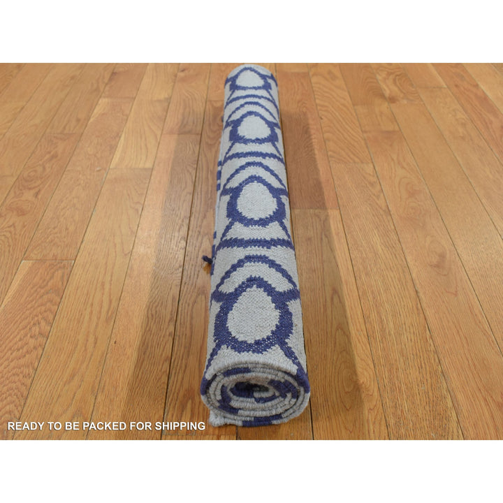 2'6" x 6'0" New Hand Woven Blue Wool Runner Oriental Rug - MOA10287832