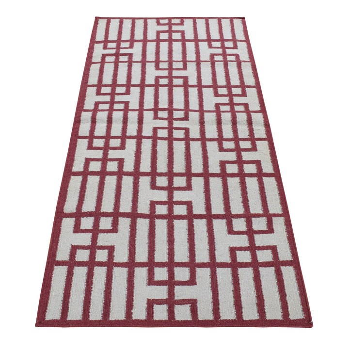 2'5" x 6'1" New Hand Woven Red Wool Runner Oriental Rug - MOA10287846