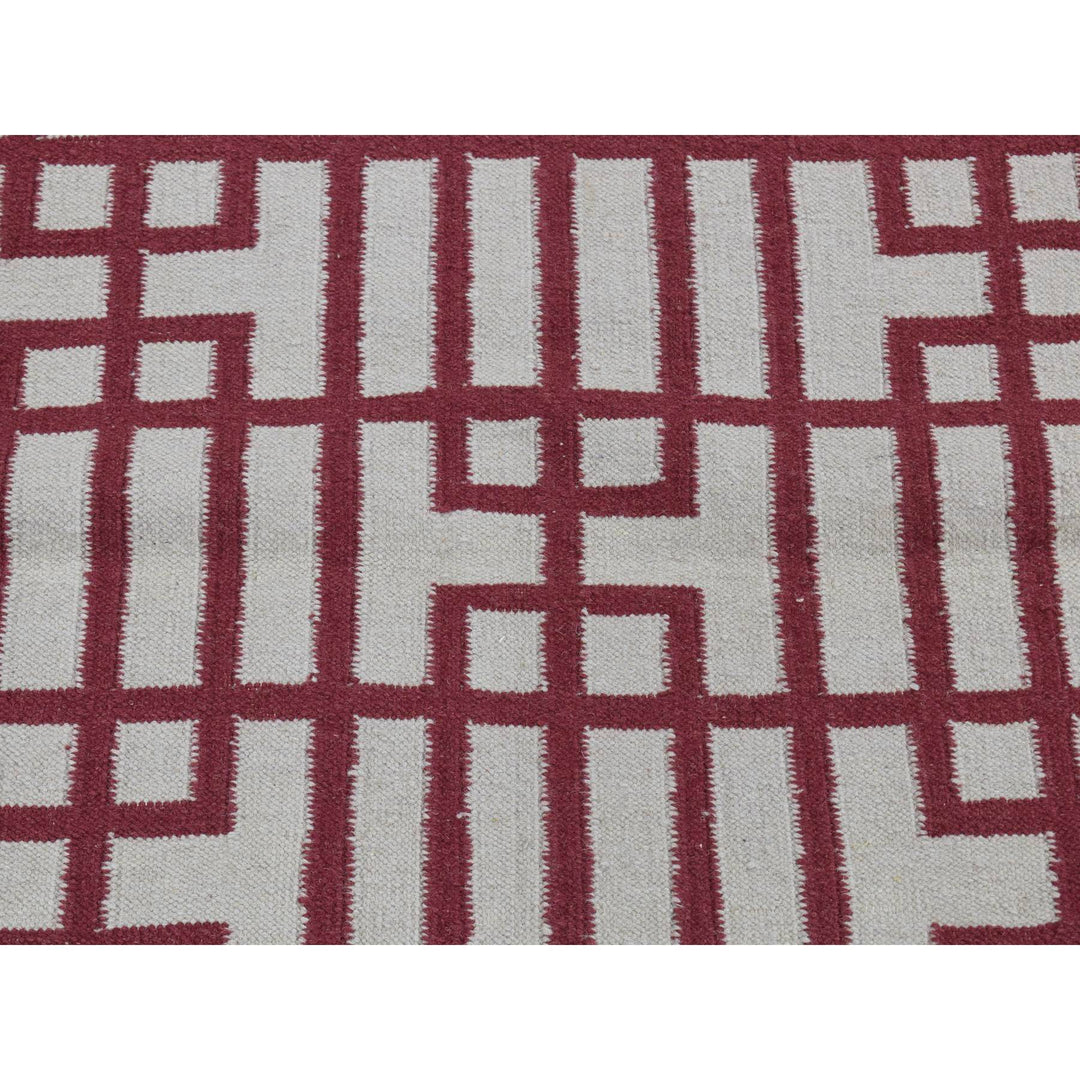 4'0" x 6'2" New Hand Woven Red Cotton Rectangle Oriental Rug - MOA10287854